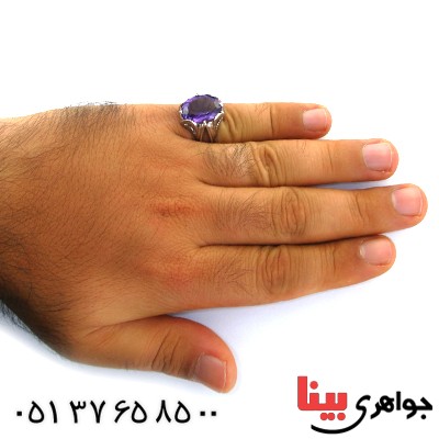 انگشتر آمتیست درشت مردانه دور چنگ _کد:11874