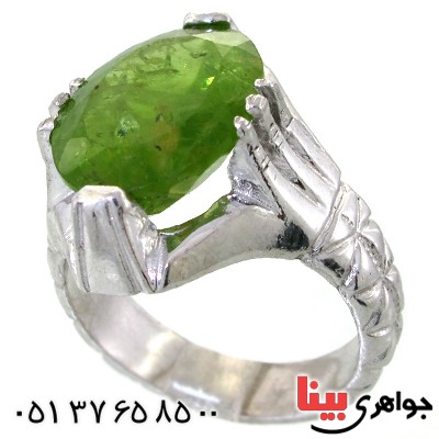 انگشتر زبرجد درشت مردانه دور چنگ مرغوب _کد:11876