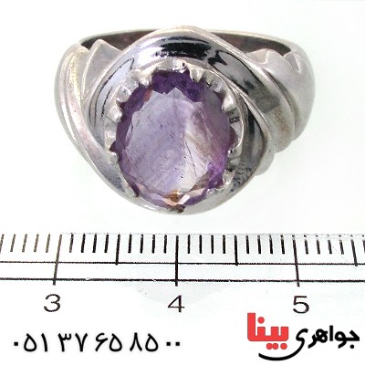 انگشتر آمتیست مردانه درشت مورب _کد:11879