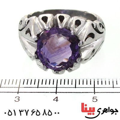 انگشتر آمتیست مردانه درشت اسلیمی دور اشکی _کد:11883