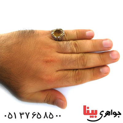 انگشتر سیترین مردانه درشت شفاف و باشکوه _کد:11884