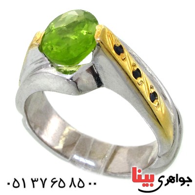 انگشتر زبرجد مردانه دور نگین مرغوب _کد:11885