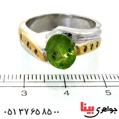 انگشتر زبرجد مردانه دور نگین مرغوب _کد:11885