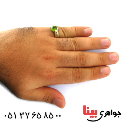 انگشتر زبرجد مردانه دور نگین مرغوب _کد:11885