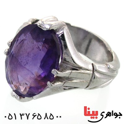 انگشتر آمتیست مردانه درشت خوشرنگ و باشکوه _کد:11890