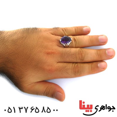 انگشتر آمتیست مردانه درشت خوشرنگ و باشکوه _کد:11890