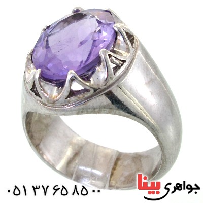 انگشتر آمتیست مردانه درشت فاخر مدل خورشید _کد:1710