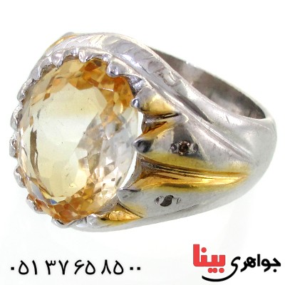 انگشتر سیترین و الماس مردانه مرغوب _کد:11904