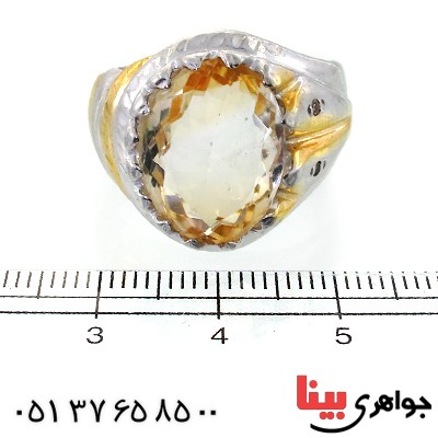 انگشتر سیترین و الماس مردانه مرغوب _کد:11904