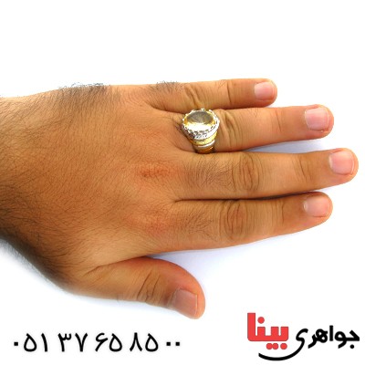 انگشتر سیترین و الماس مردانه مرغوب _کد:11904