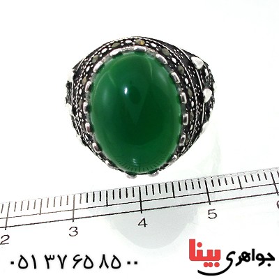 انگشتر عقیق سبز عالی برزیل درشت مردانه _کد:11905