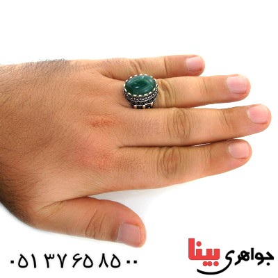 انگشتر عقیق سبز عالی برزیل درشت مردانه _کد:11905