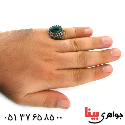 انگشتر عقیق سبز عالی برزیل درشت مردانه _کد:11908
