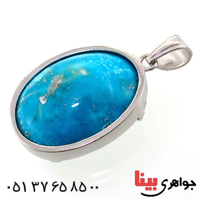 گردنبند فیروزه نیشابوری درشت بیضی فاخر_کد:1711