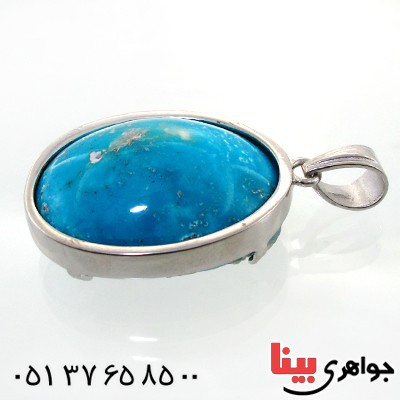 گردنبند فیروزه نیشابوری درشت بیضی فاخر_کد:1711