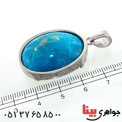 گردنبند فیروزه نیشابوری درشت بیضی فاخر_کد:1711