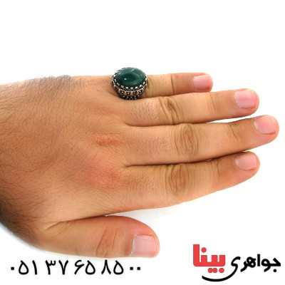 انگشتر عقیق سبز عالی برزیل درشت مردانه خوشرنگ _کد:11916