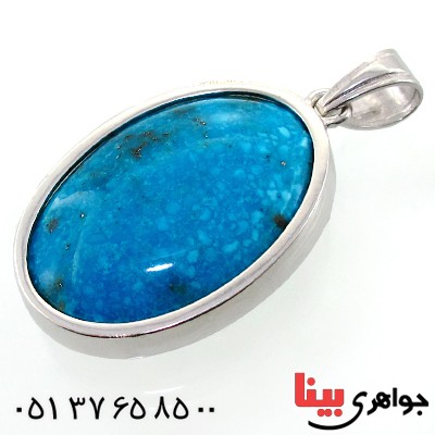 گردنبند فیروزه نیشابوری درشت بیضی فاخر _کد:1713