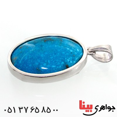 گردنبند فیروزه نیشابوری درشت بیضی فاخر _کد:1713