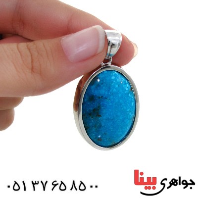 گردنبند فیروزه نیشابوری درشت بیضی فاخر _کد:1713