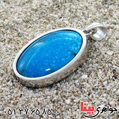 گردنبند فیروزه نیشابوری درشت بیضی فاخر _کد:1713