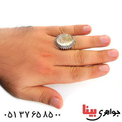 انگشتر دُر مویی مردانه درشت خوش نقش _کد:11917