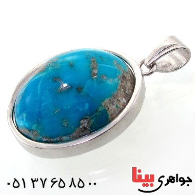گردنبند فیروزه نیشابوری درشت بیضی فاخر _کد:1716