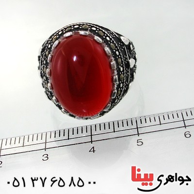 انگشتر عقیق قرمز عالی برزیل مردانه درشت _کد:11924