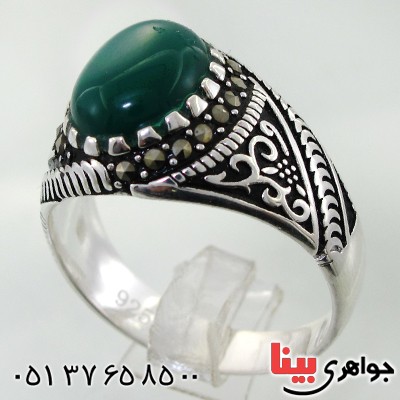 انگشتر عقیق سبز عالی برزیل مردانه درشت خوشرنگ _کد:11930