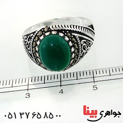 انگشتر عقیق سبز عالی برزیل مردانه درشت خوشرنگ _کد:11930