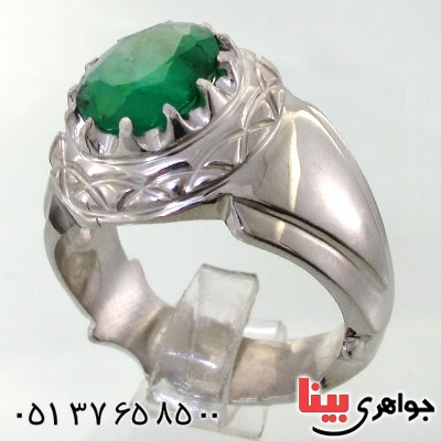 انگشتر زمرد زامبیا مردانه درشت برجسته و مرغوب _کد:1719