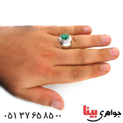 انگشتر زمرد زامبیا مردانه درشت برجسته و مرغوب _کد:1719