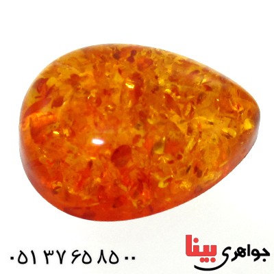 نگین انگشتر کهربا بولونی اصل خوشرنگ و بی نظیر اشکی _کد:11952