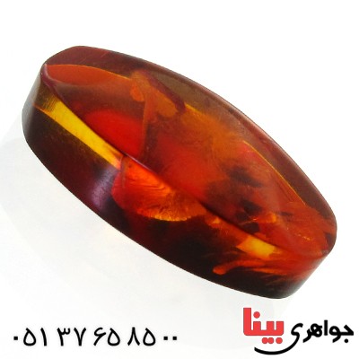 نگین انگشتر کهربا بولونی اصل درشت و خوش نقش _کد:11971