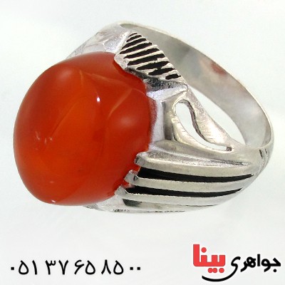 انگشتر عقیق یمنی مردانه درشت دور خطی _کد:11986