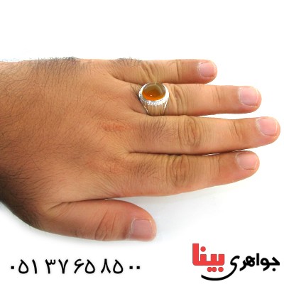 انگشتر عقیق یمنی شرف الشمس مردانه درشت اصیل _کد:11992