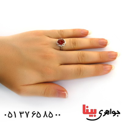 انگشتر عقیق یمنی زنانه رادیوم لوکس مدل آفتاب _کد:11994