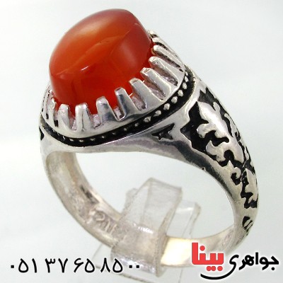 انگشتر عقیق یمنی مردانه درشت سیاه قلم _کد:11996