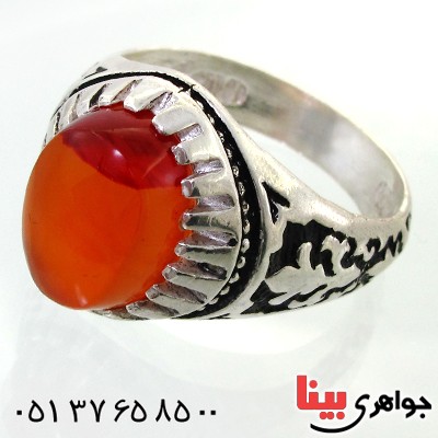 انگشتر عقیق یمنی مردانه درشت سیاه قلم _کد:11996