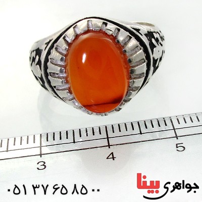 انگشتر عقیق یمنی مردانه درشت سیاه قلم _کد:11996
