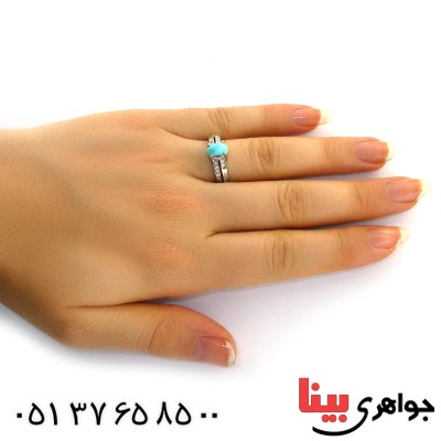 انگشتر فیروزه نیشابوری زنانه رادیوم لوکس مدل اریکا _کد:11997