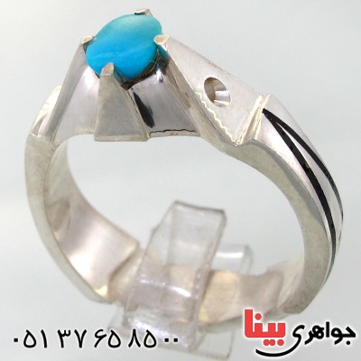 انگشتر فیروزه نیشابوری عجمی مردانه درشت تاپ _کد:1727