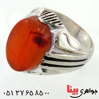 انگشتر عقیق یمنی مردانه درشت دور خطی _کد:11998