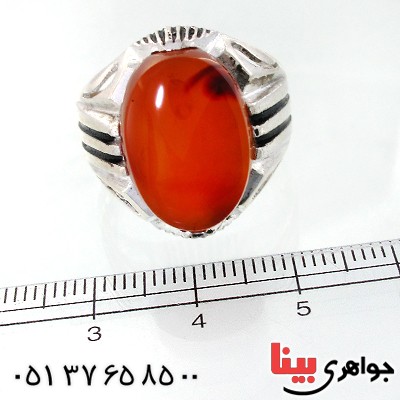 انگشتر عقیق یمنی مردانه درشت دور خطی _کد:11998
