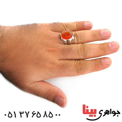 انگشتر عقیق یمنی مردانه درشت دور خطی _کد:11998
