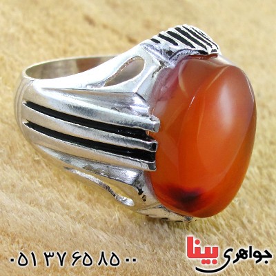 انگشتر عقیق یمنی مردانه درشت دور خطی _کد:11998