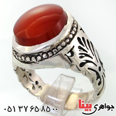 انگشتر عقیق یمنی مردانه درشت خوشرنگ اسلیمی _کد:12002