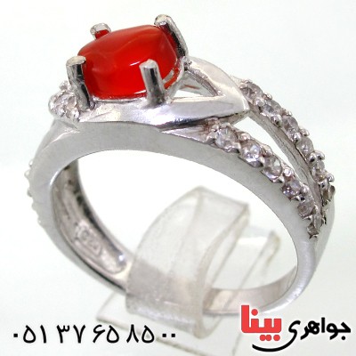 انگشتر عقیق یمنی زنانه رودیوم لوکس مدل لیلیا _کد:12004