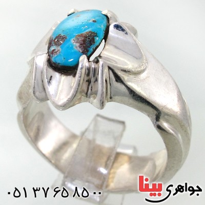 انگشتر فیروزه نیشابوری شجری مردانه درشت مرغوب _کد:12005
