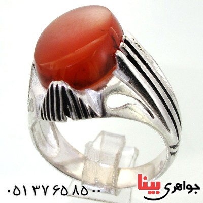 انگشتر عقیق یمنی مردانه درشت دور خطی _کد:12006